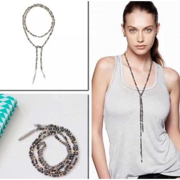 Stella & Dot Mixed Metal “ZOE” Lariat Necklace Crystal Tri Color - Picture 4 of 6